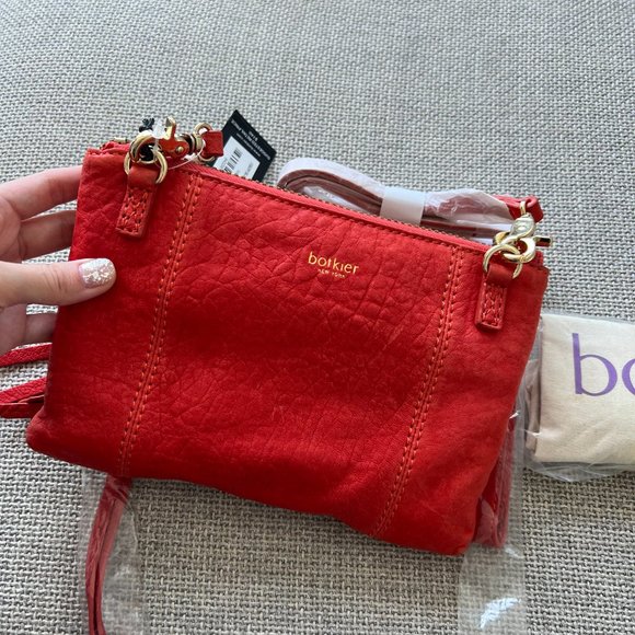 BOTKIER Salmon Leather Zip Crossbody LOGAN Organizer Wristlet Bag - Brand New - Picture 4 of 8